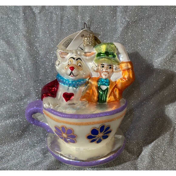 Christopher Radko Alice in Wonderland Teacup Disney Glass Ornament Vintage 2000 - Picture 1 of 8